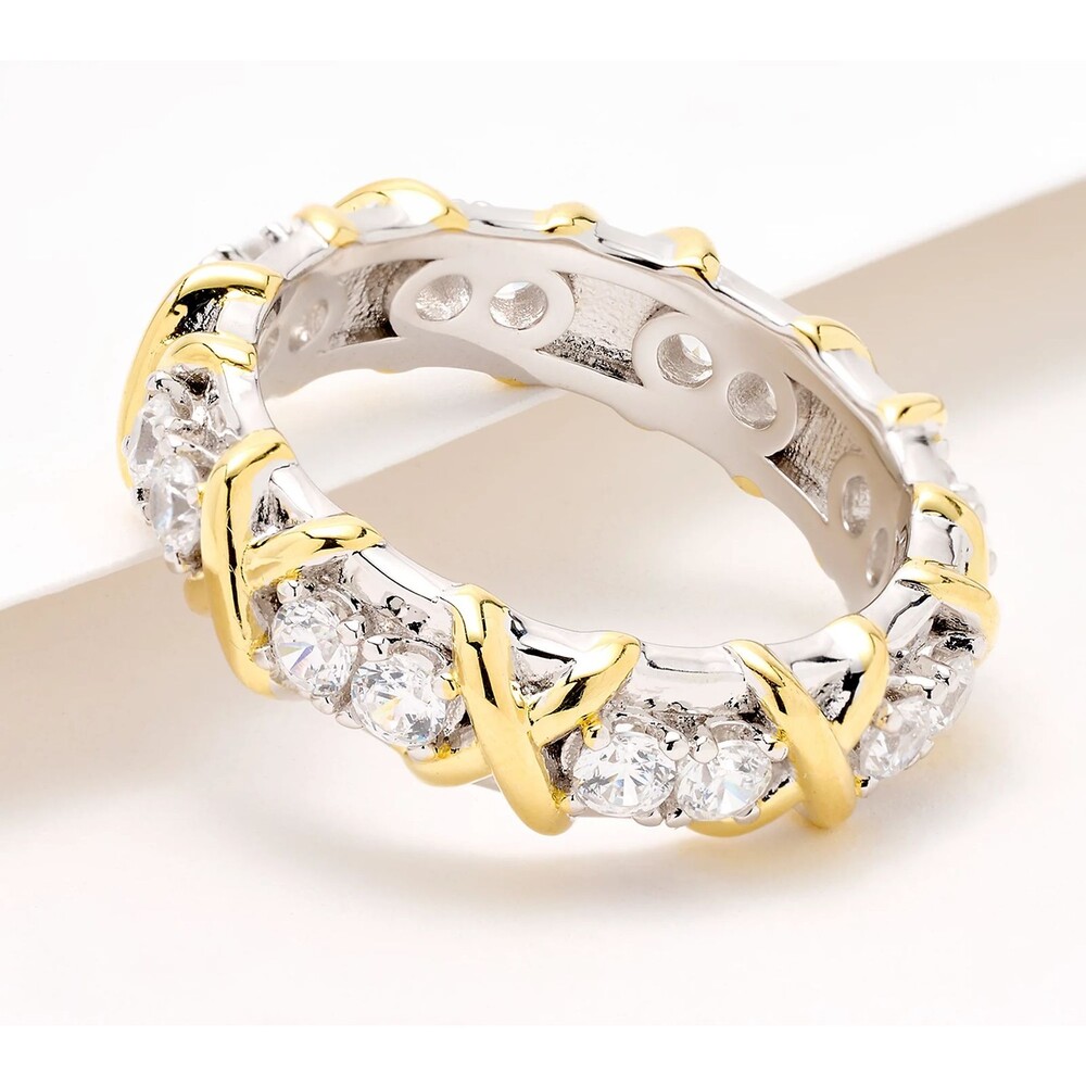 verlasting Love XOXO Two-Tone Sterling Silver Band Rings